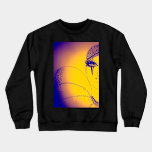 art deco mustard yellow and indigo pierrot clown Crewneck Sweatshirt